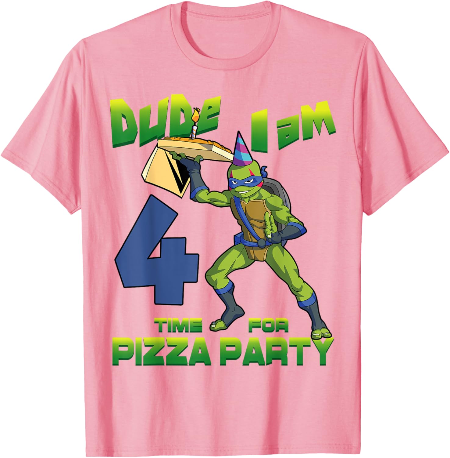 TMNT Leo Pizza Birthday Party T-Shirt for 4 Year Olds - Fun Design - 25