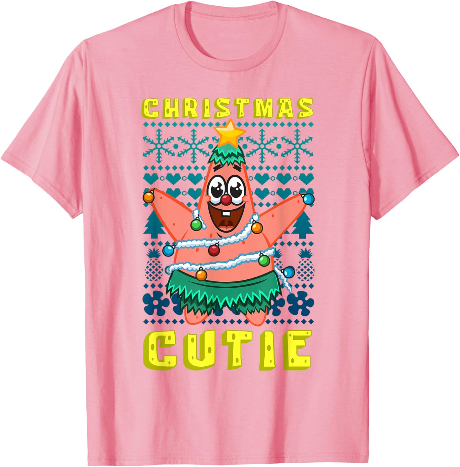 SpongeBob Patrick Star Christmas T-Shirt Cute Holiday Lights Design - 16