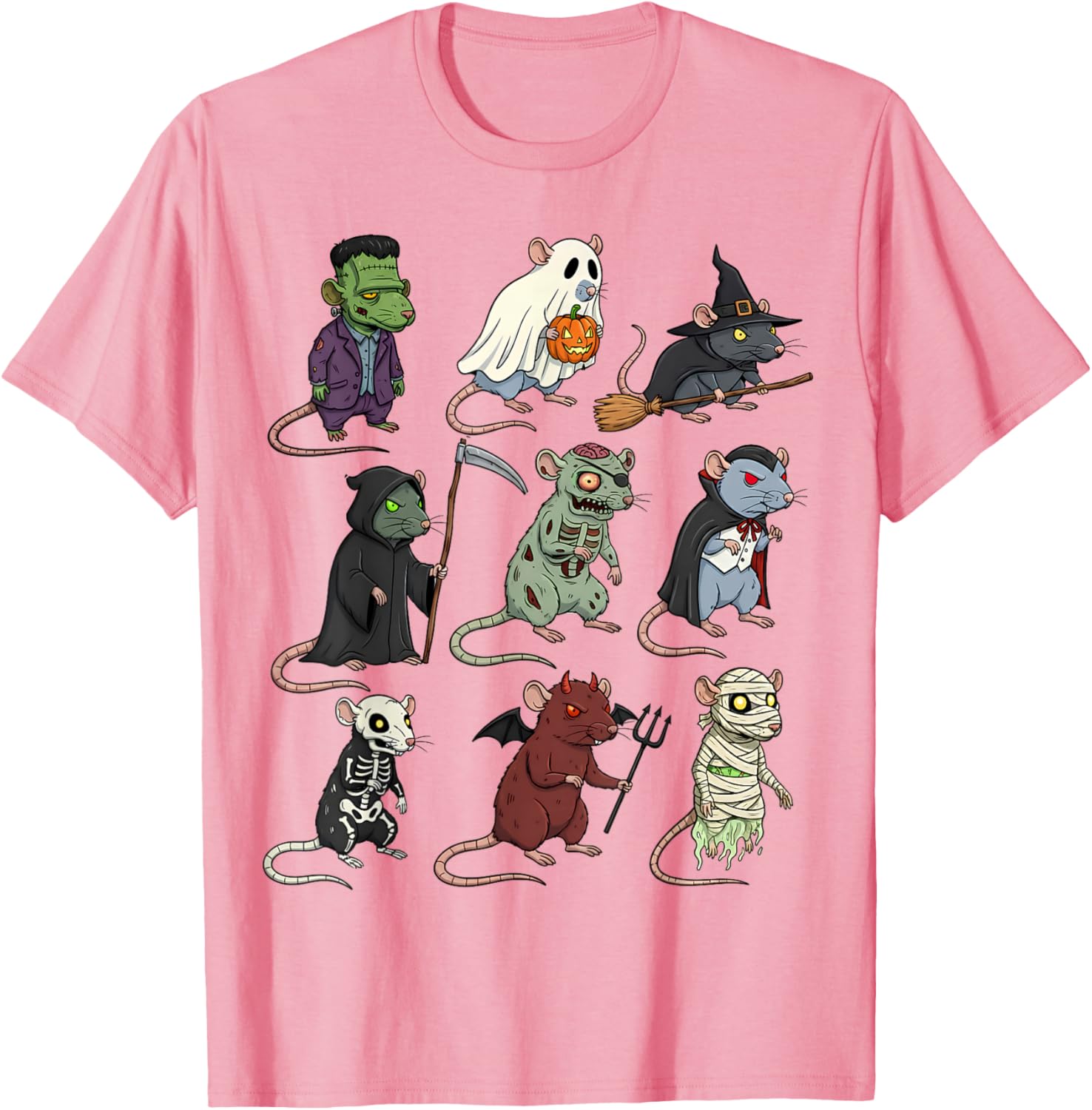 Spooky Witch Zombie Rat Halloween T-Shirt for Boys and Girls - 19