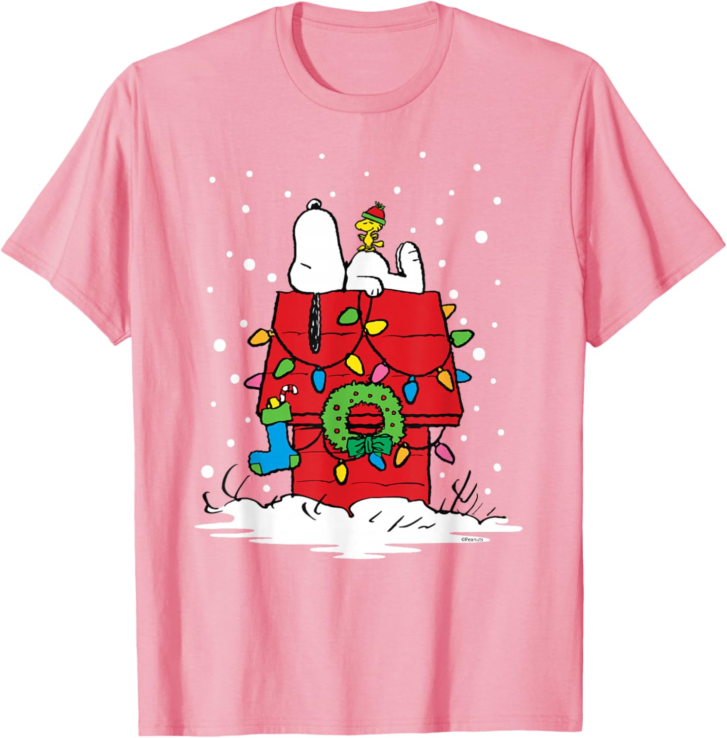 Peanuts Snoopy Woodstock Holiday Stocking T-Shirt for Festive Fun - 11