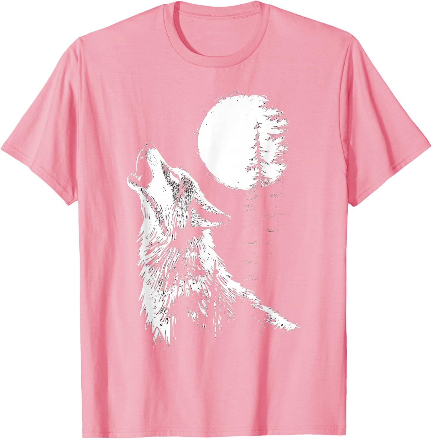 Howling Wolf Graphic Tee Moon Forest Nature Wildlife T-Shirt - 18