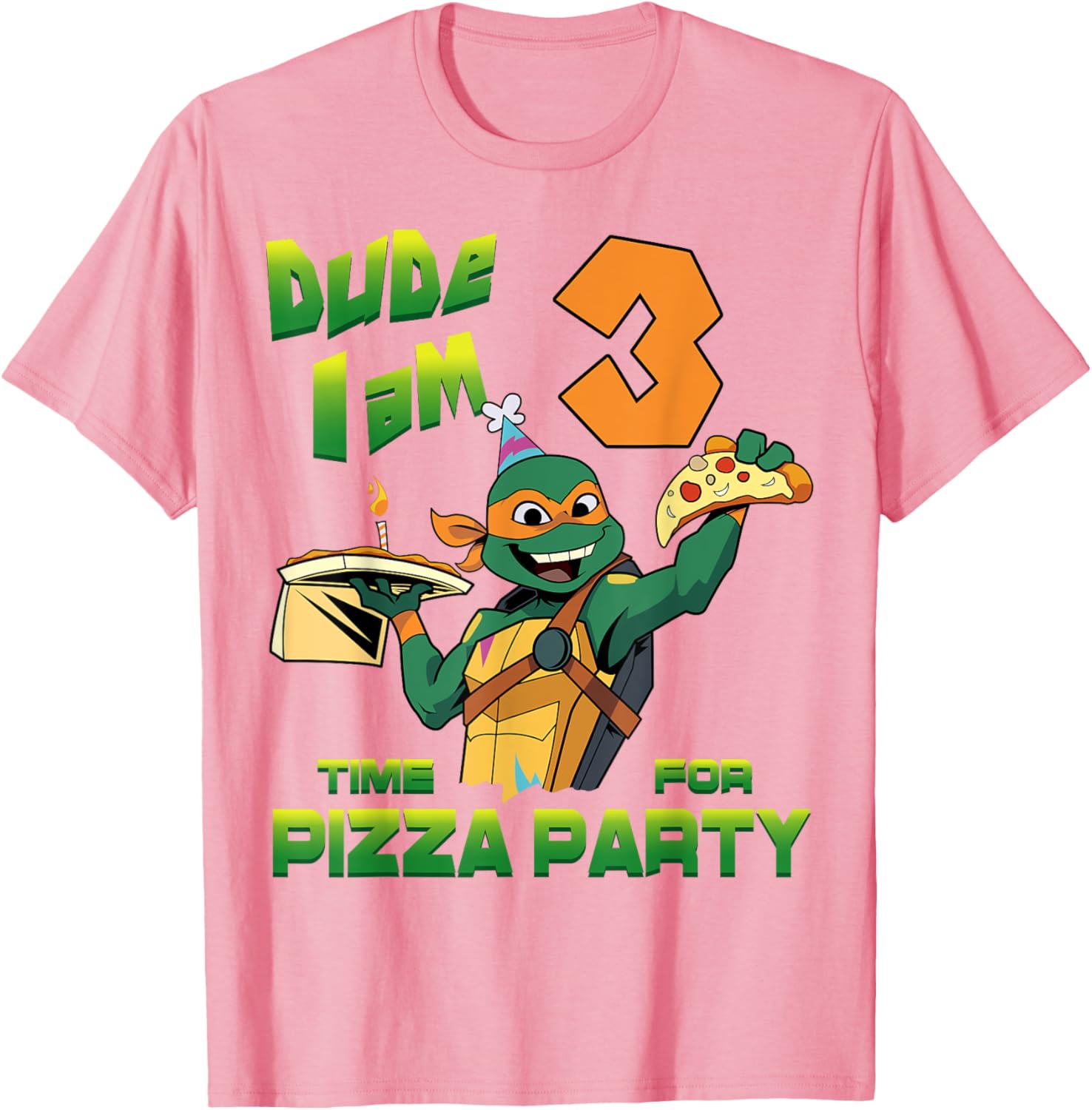 Mademark Teenage Mutant Ninja Turtles Mikey 3rd Birthday Pizza T-Shirt - 15