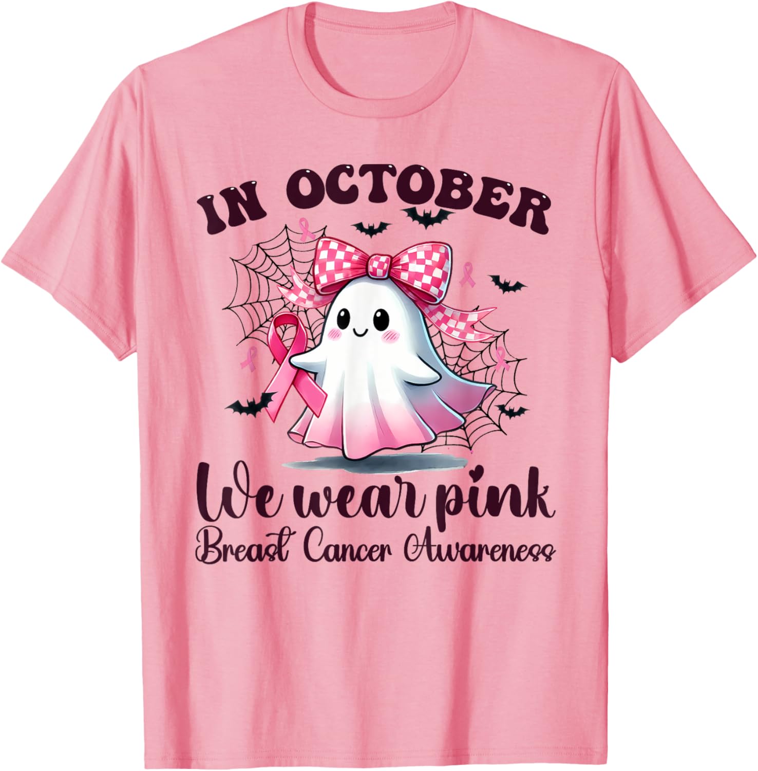 Halloween In October We Wear Pink Breast Cancer Awareness T-Shirt - 1