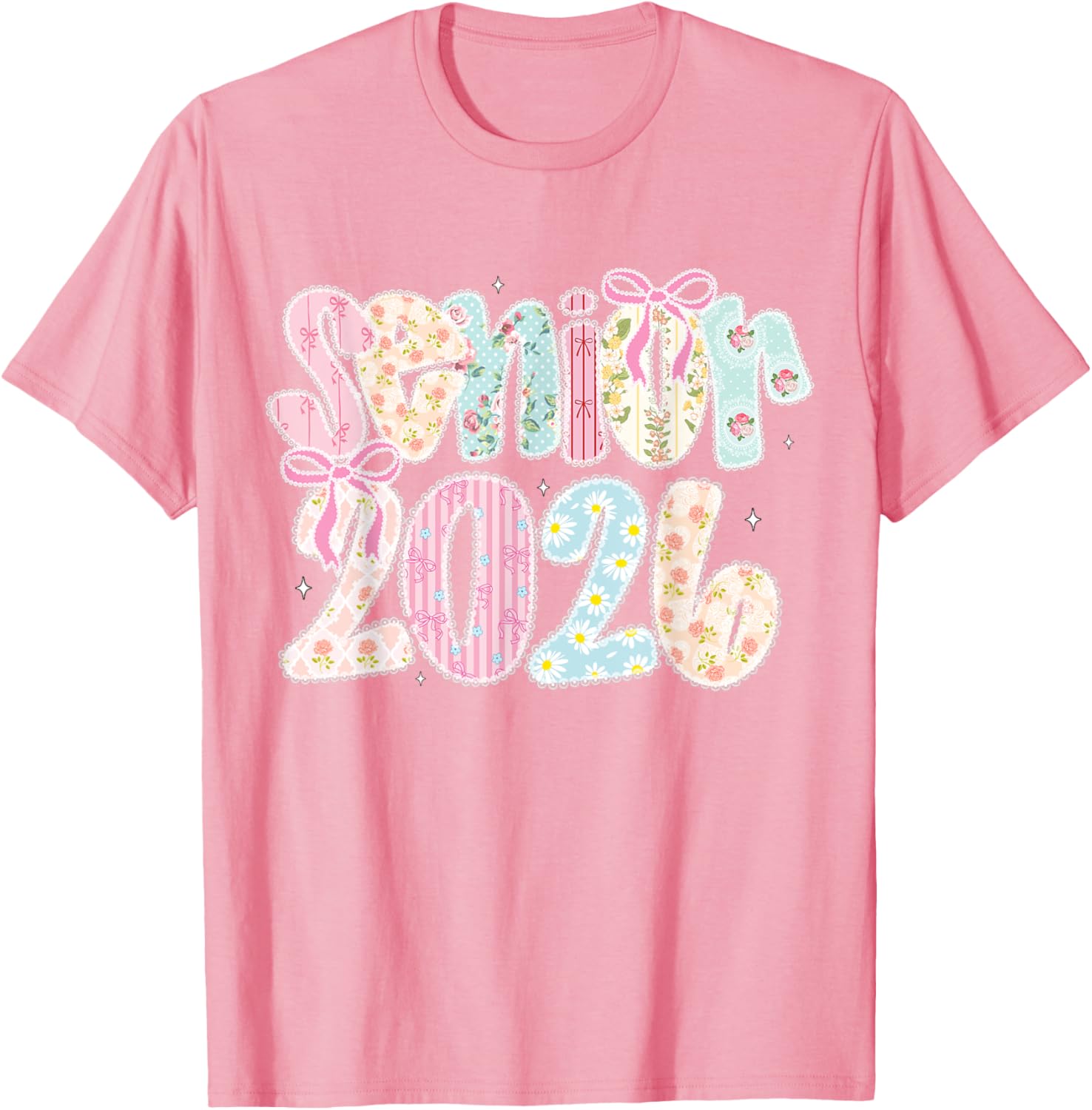 Coquette Lace Floral Pastel Graduation T-Shirt for Senior 2026 - 26