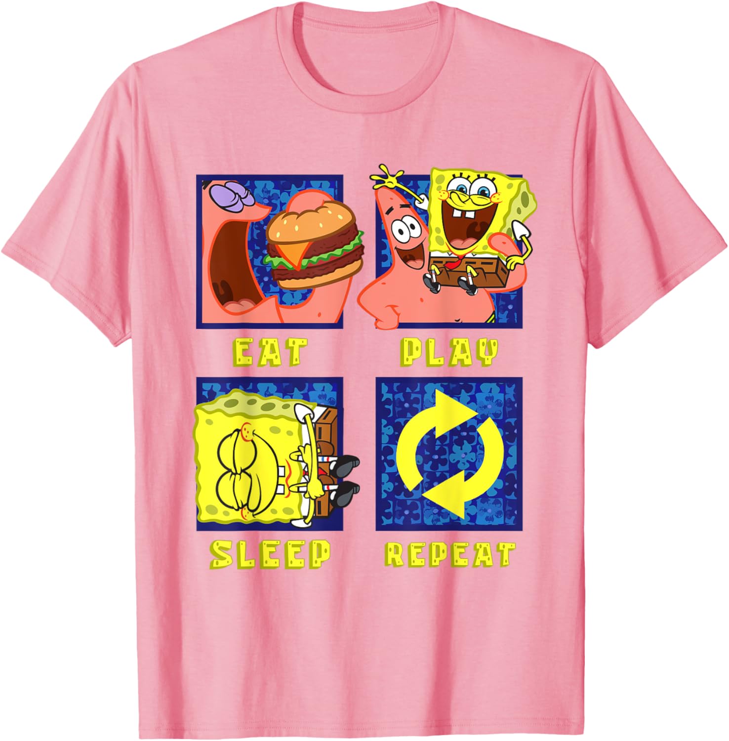 Mademark SpongeBob Eat Play Sleep Repeat Funny T-Shirt for Patrick Fans - 7