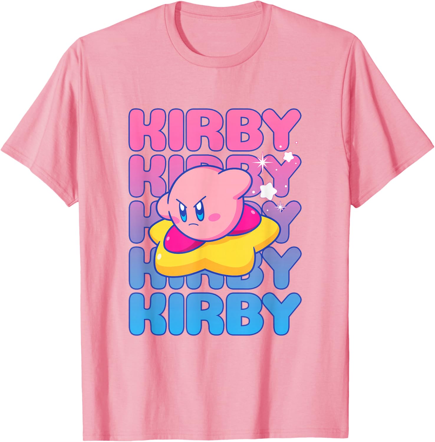 Kirby Nintendo Big Bubble Text Stack T-Shirt for Gamers and Fans - 5