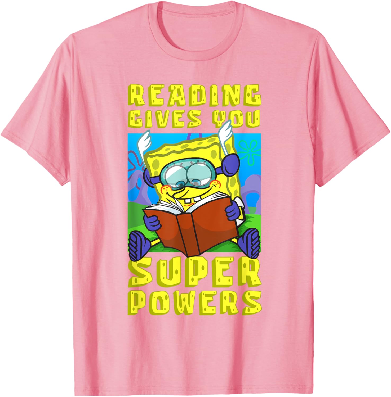 Mademark SpongeBob SquarePants Super Powers Reading T-Shirt for Kids - 14