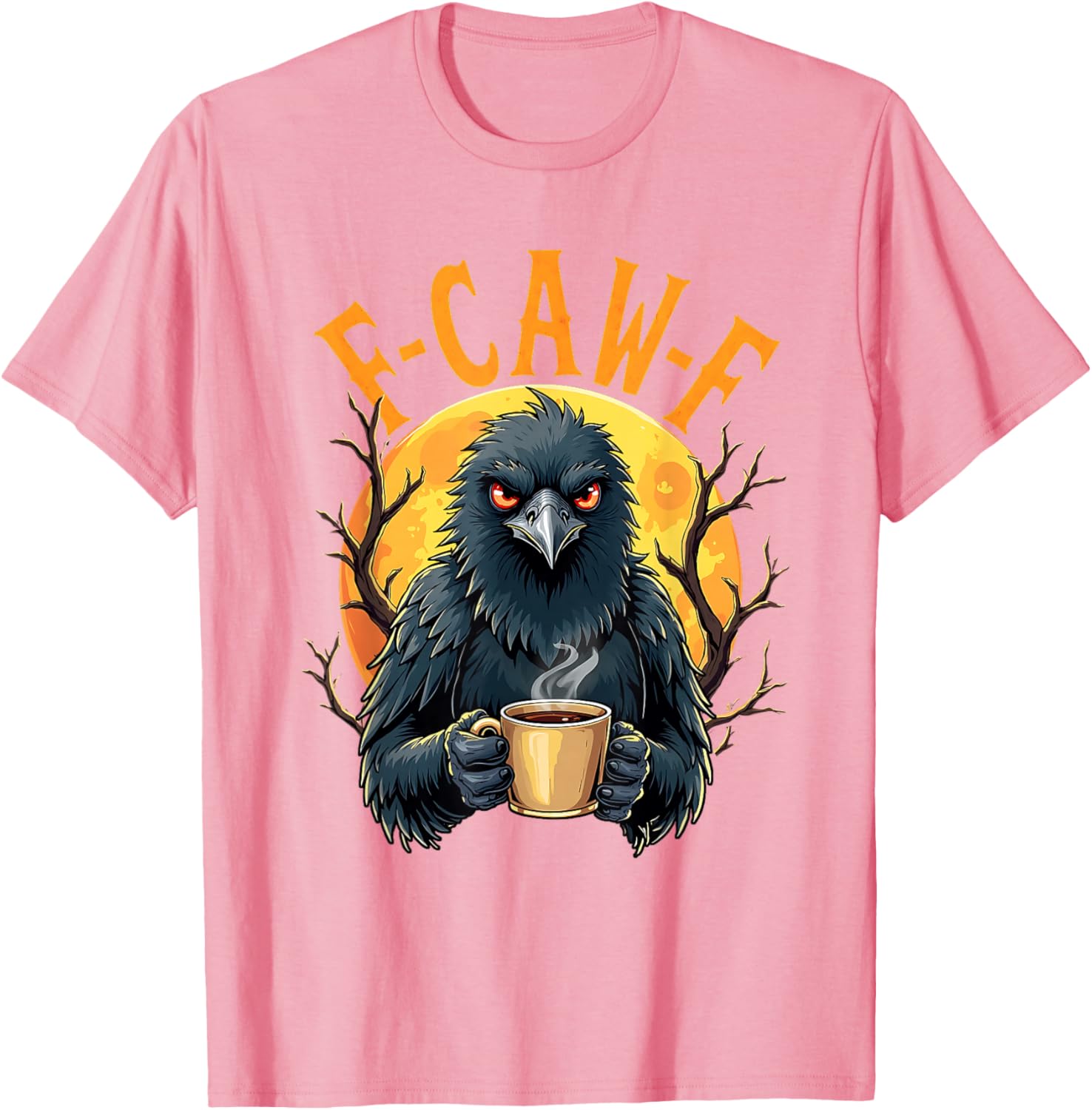 Funny Coffee Crow Gothic Raven F Caw Halloween T-Shirt for Spooky Fun - 15