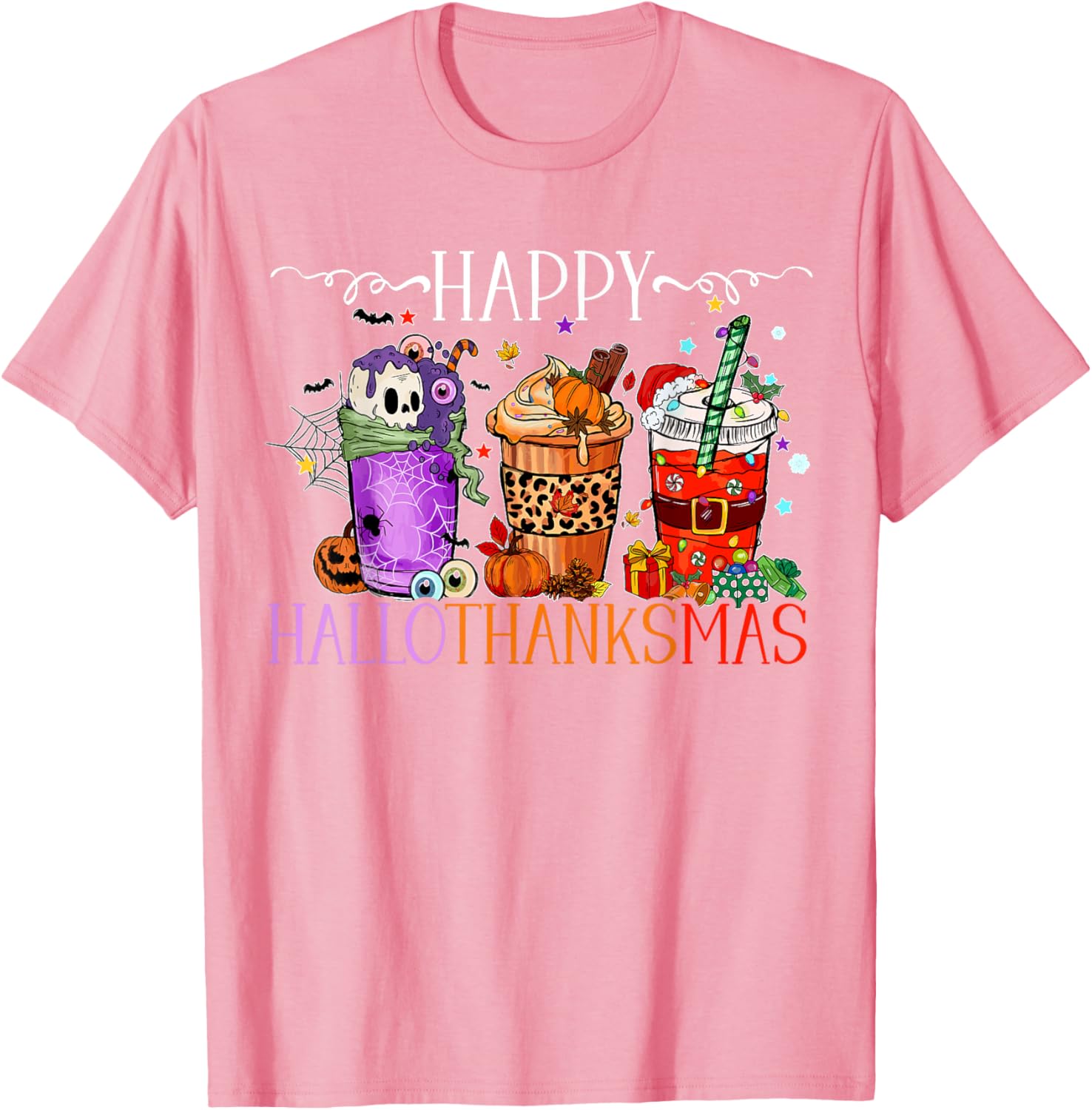 Happy Hallothanksmas T-Shirt for Halloween Thanksgiving and Christmas Fun - 3