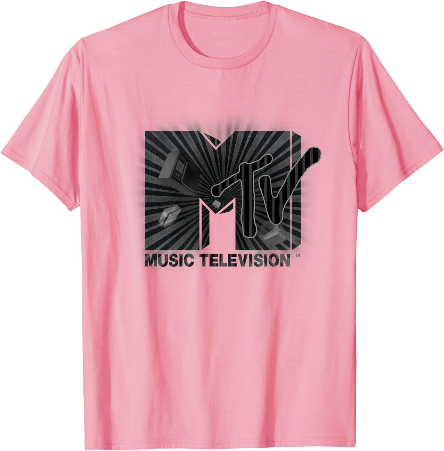 Mademark x MTV Vintage Logo T-Shirt with Old TV and Ham Radio Design - 9