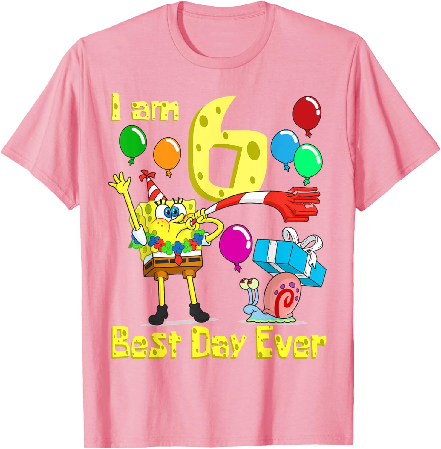 SpongeBob SquarePants Birthday T-Shirt for 6 Year Olds Fun Party Wear - 9