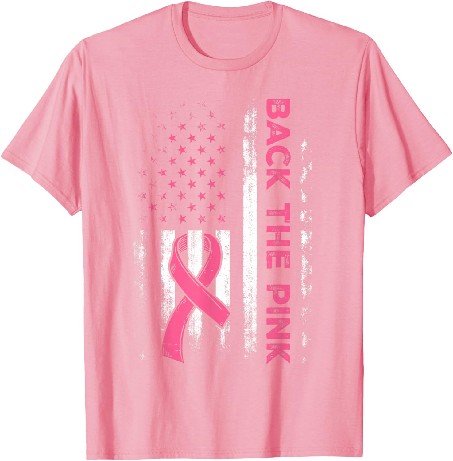 Back The Pink US Flag Breast Cancer Awareness T-Shirt for All Ages - 11
