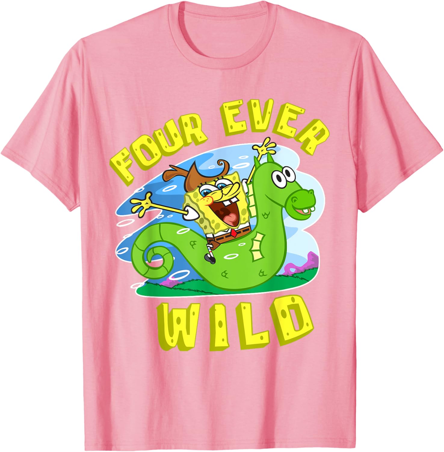Mademark SpongeBob 4th Birthday T-Shirt for Boys Fun and Colorful Gift - 1