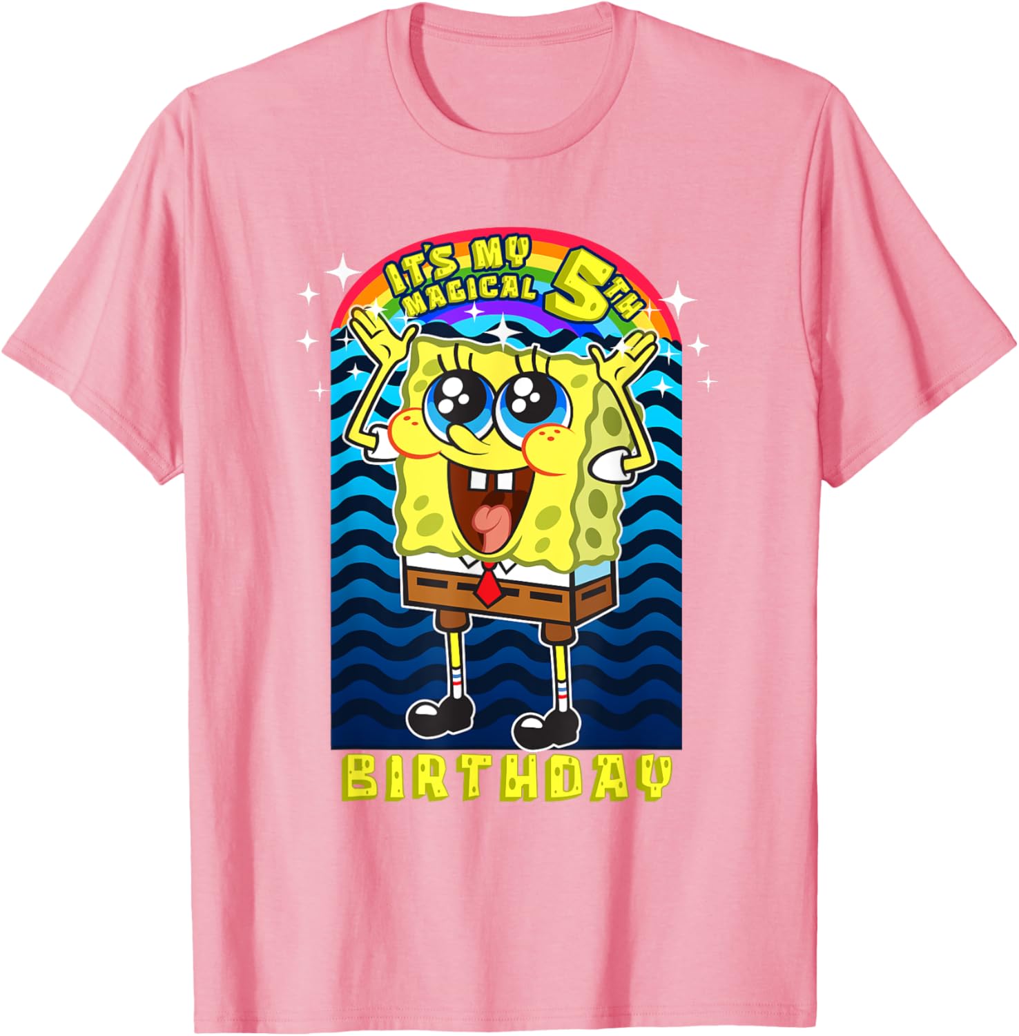 SpongeBob SquarePants Magical 5th Birthday Gift T-Shirt for Kids - 7