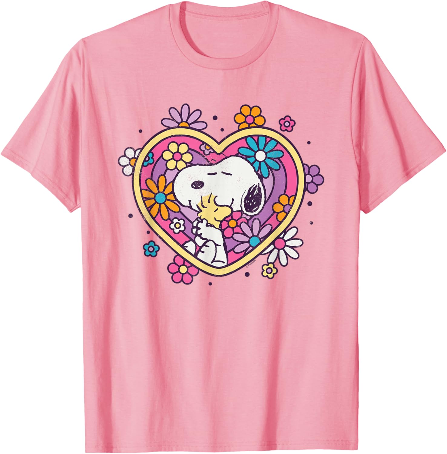 Peanuts Hug Heart Flowers T-Shirt Cute Apparel for Friends and Family - 2