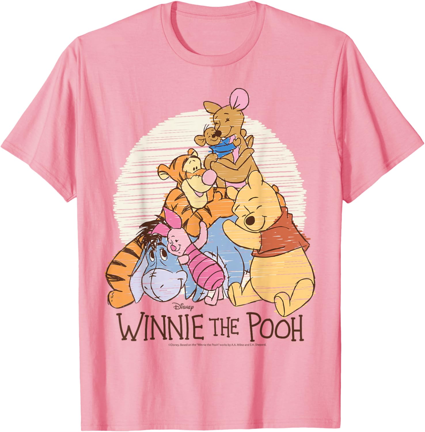 Winnie The Pooh Characters Hug T-Shirt for Kids and Adults Fun Wear - 9