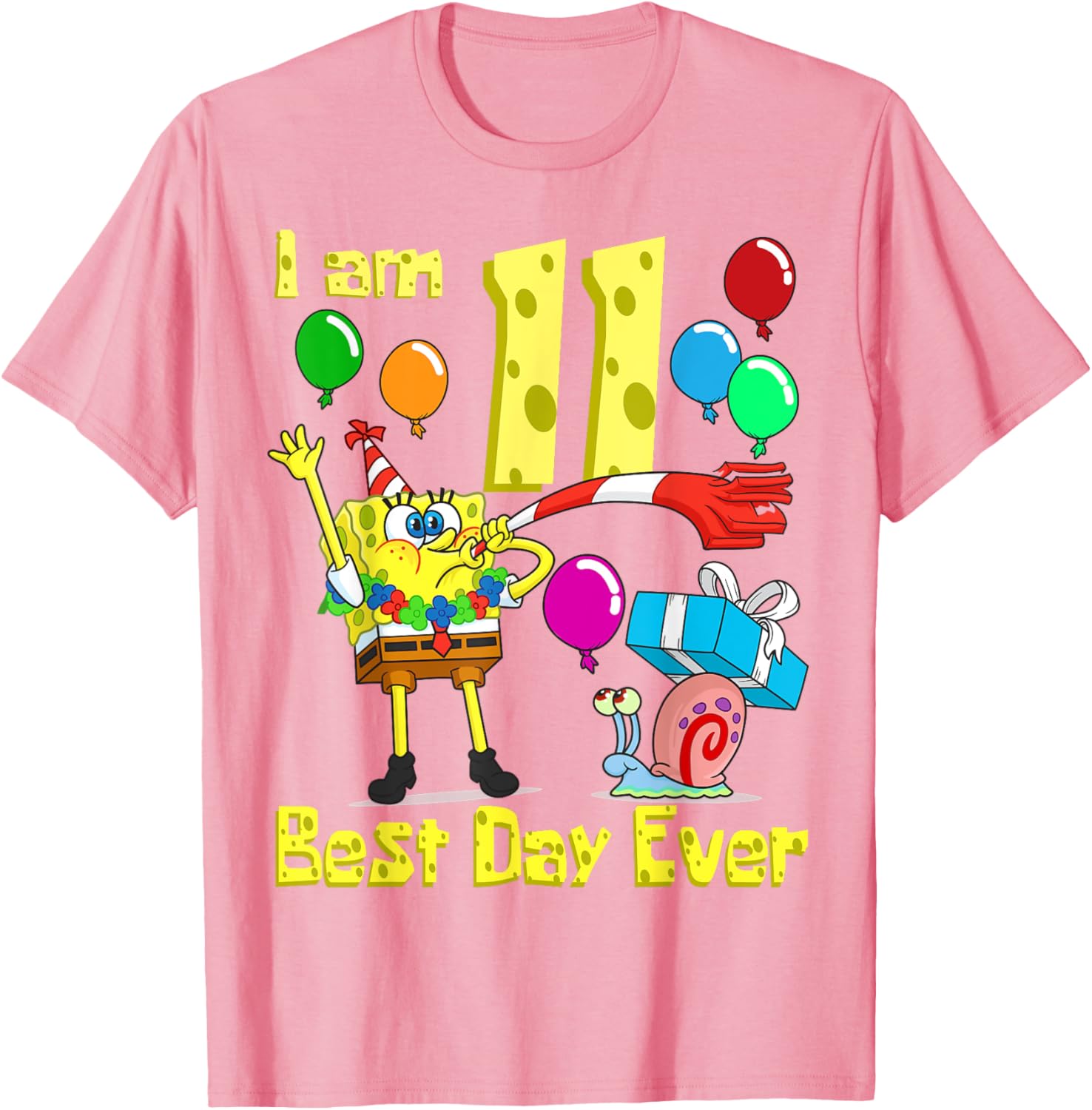 SpongeBob Birthday T-Shirt for 11 Year Olds Fun Party Apparel - 17