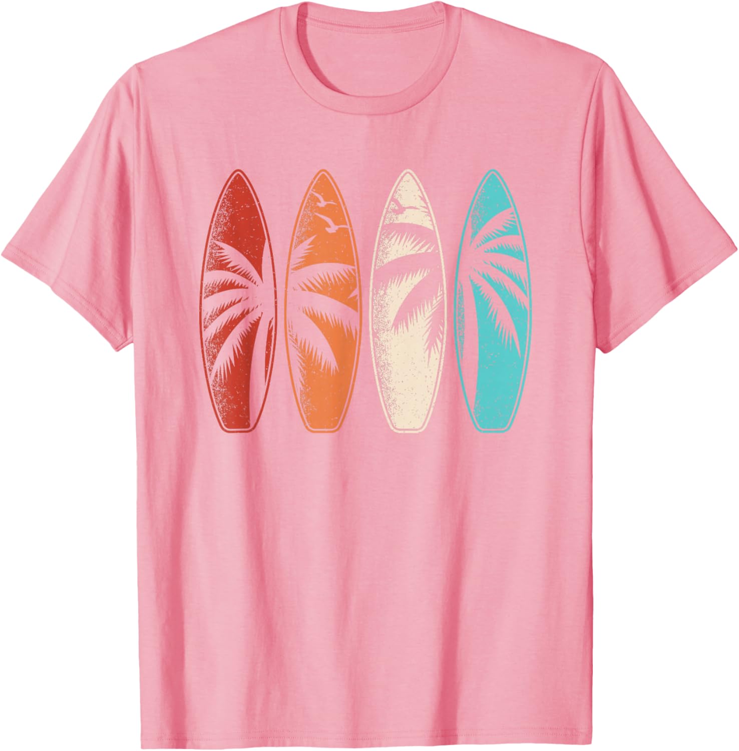 Tropical Hawaii Surfing Palm Tree Retro Surfboard T-Shirt Design - 16