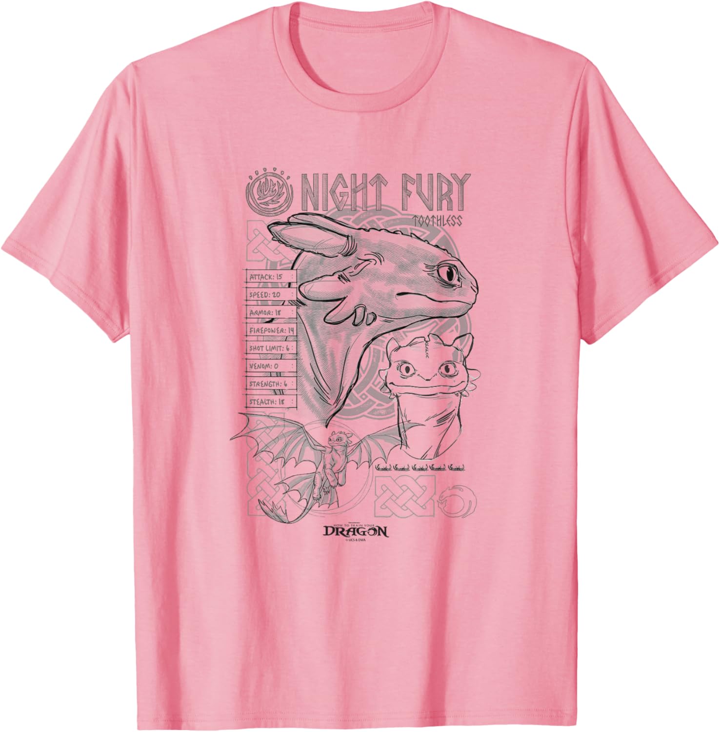 DreamWorks Dragons Toothless Night Fury Sketch T-Shirt for Fans - 23