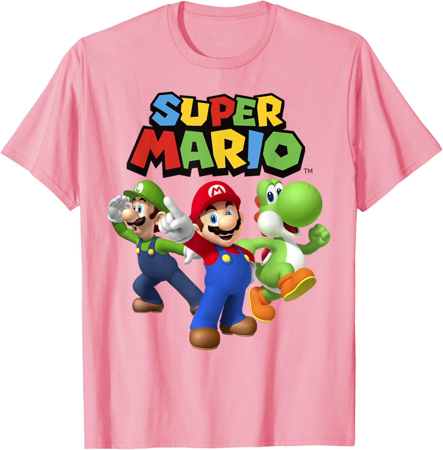 Super Mario Group Shot T-Shirt Featuring Luigi and Yoshi Fun Design - 9