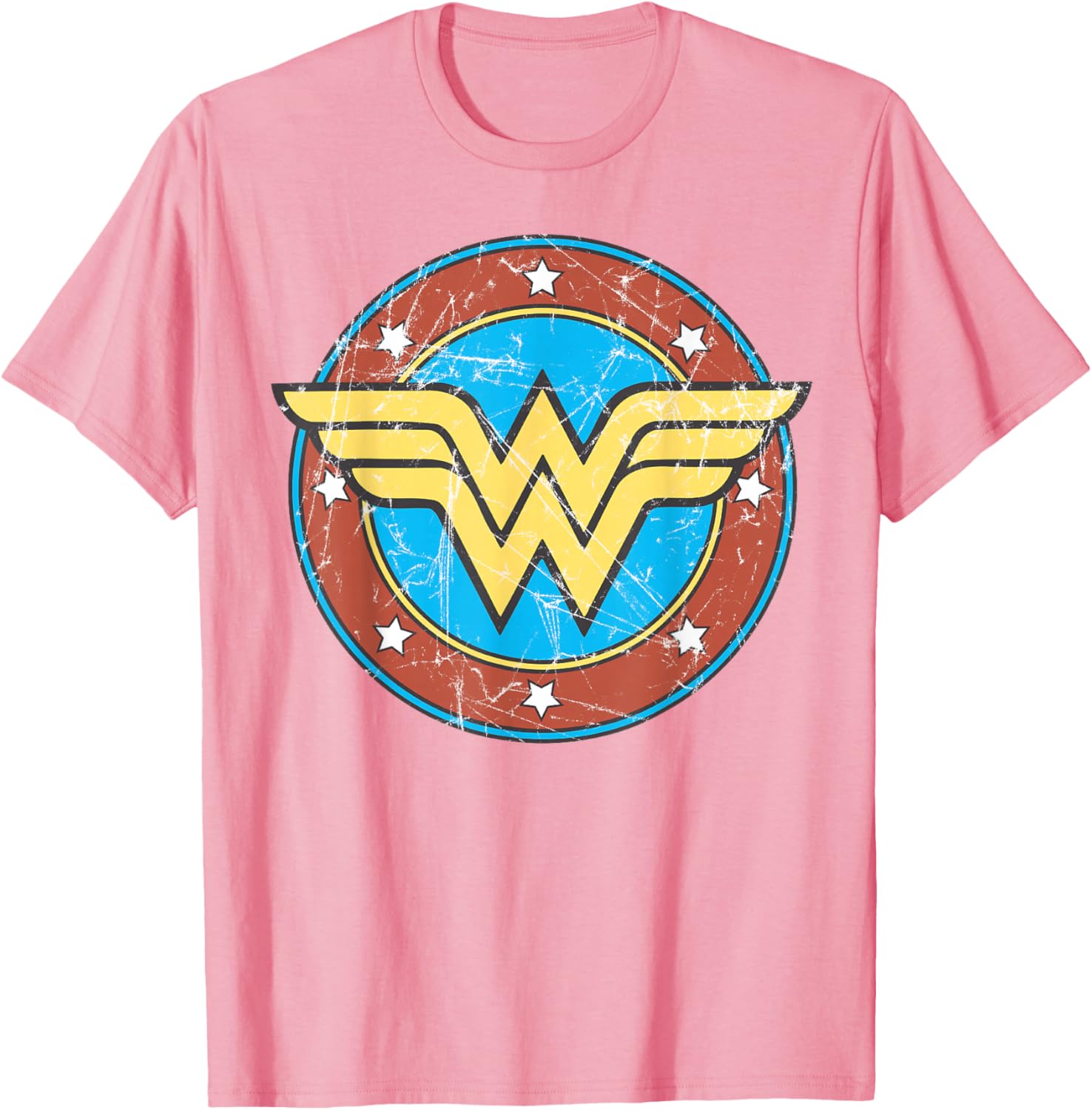 DC Wonder Woman Distressed Logo Circle T-Shirt for Superhero Fans - 7