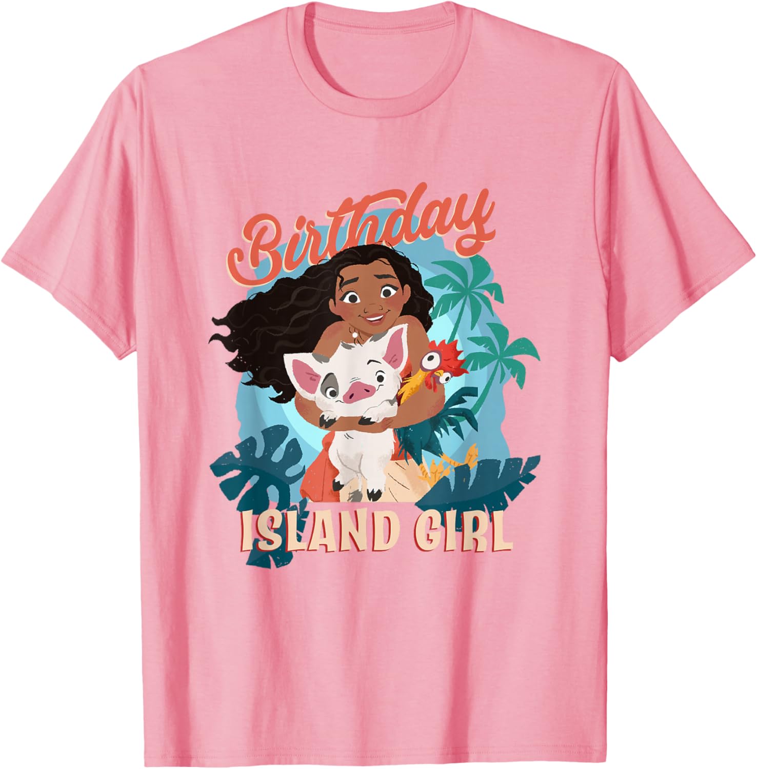 Disney Moana Island Girl T-Shirt with Pua and Hei Hei Big Logo - 4
