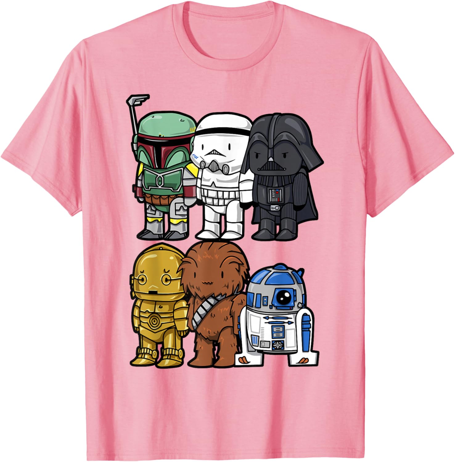 Star Wars Chibi Graphic T-Shirt featuring Boba Fett, Vader, Chewie & Trooper - 1