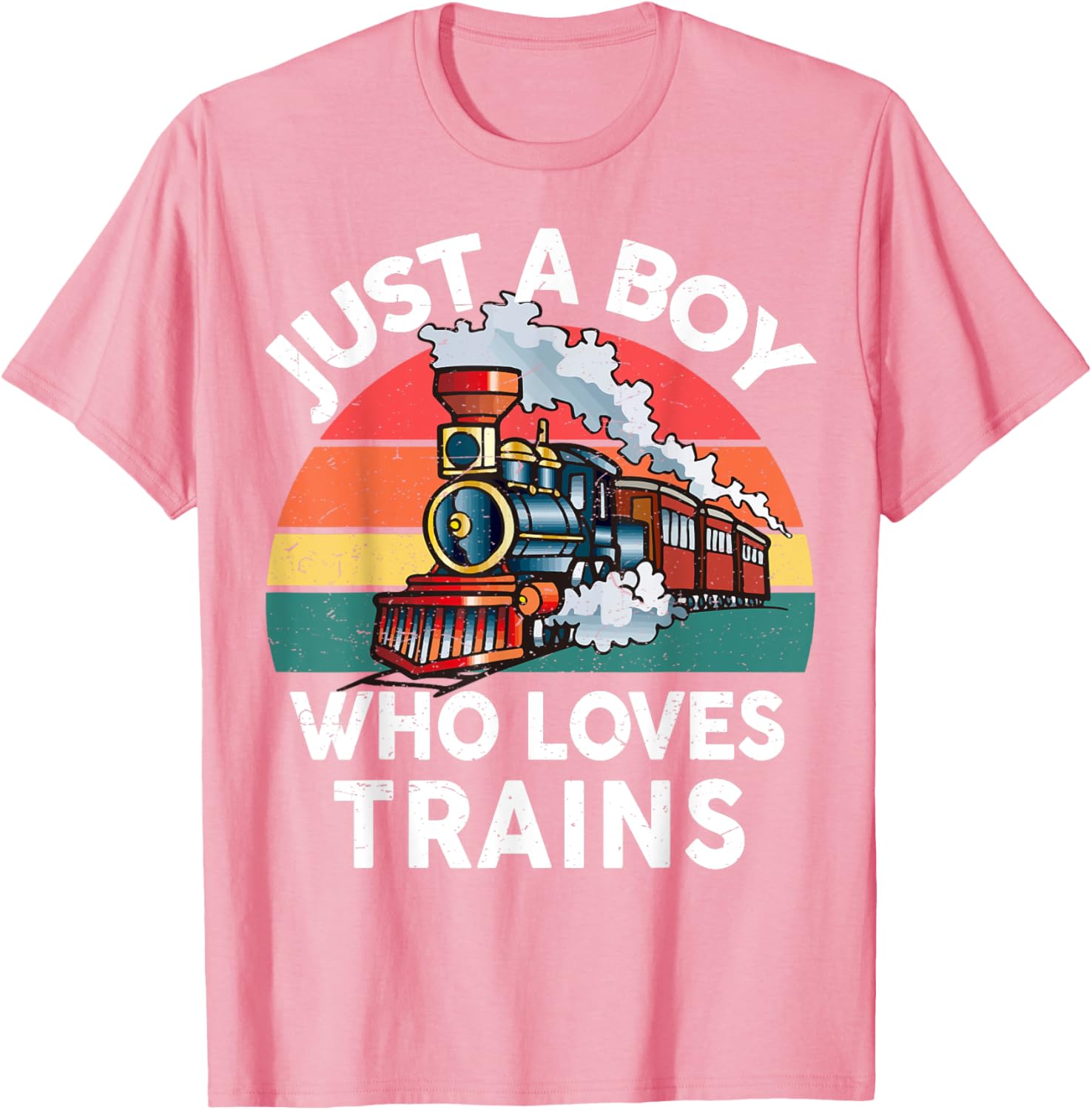 Funny Kids Train Lover T-Shirt Just A Boy Who Loves Trains Graphic Tee - 4