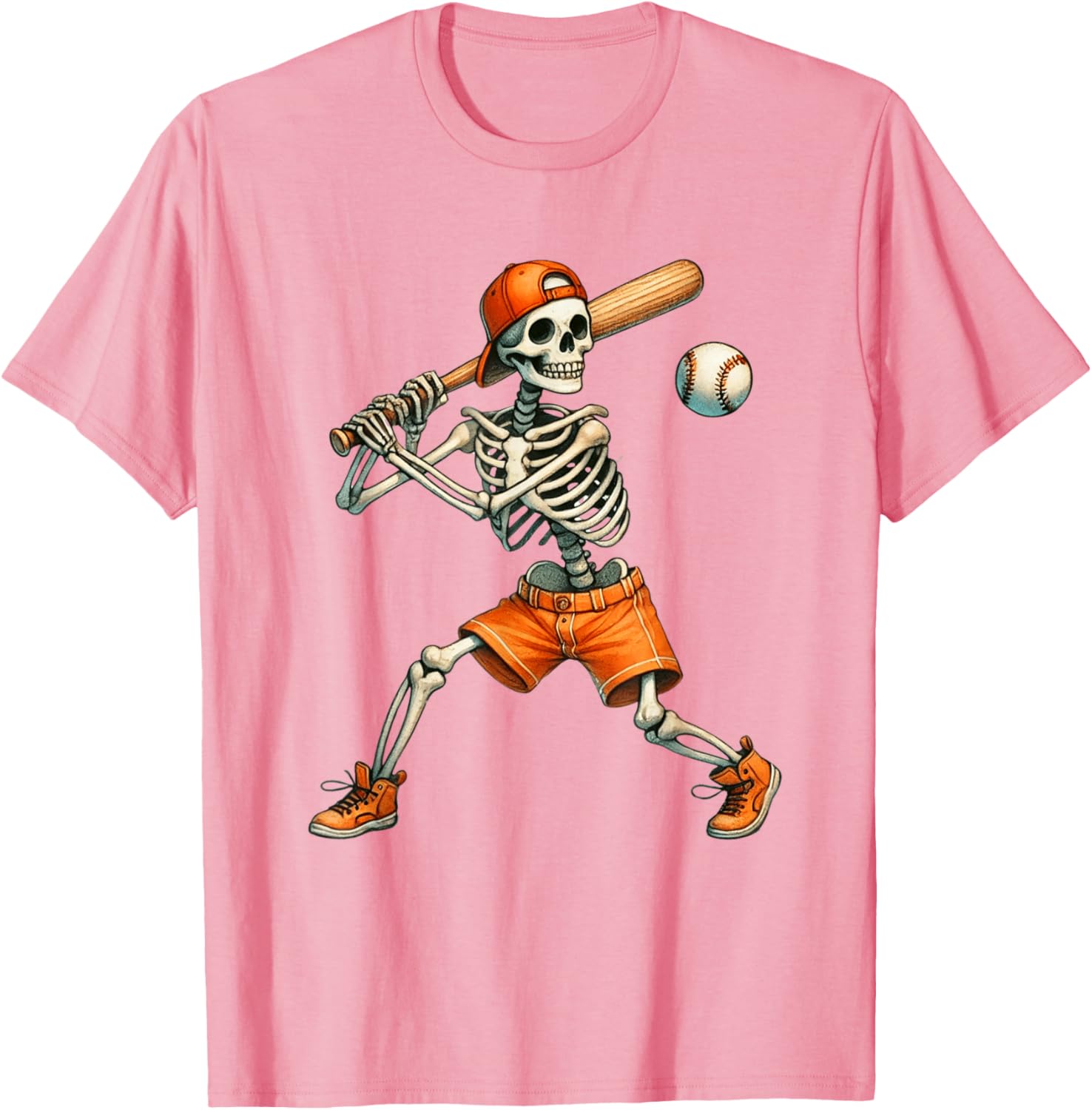 Funny Skeleton Baseball T-Shirt for Halloween Fun - Boys and Men Sizes - 20