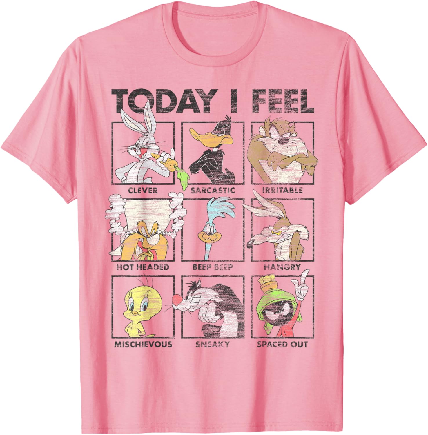 Looney Tunes Distressed Character Box T-Shirt for Casual Comfort - 8