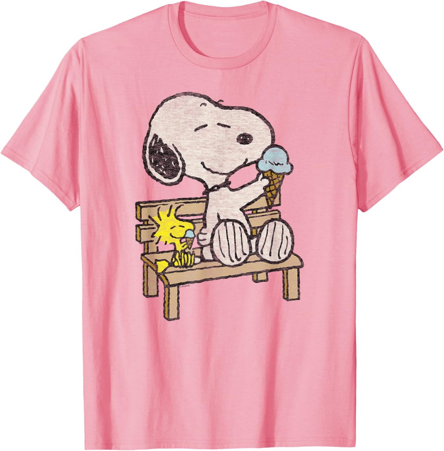 Snoopy and Woodstock Bench T-Shirt - Adorable Peanuts Apparel for Fans - 7