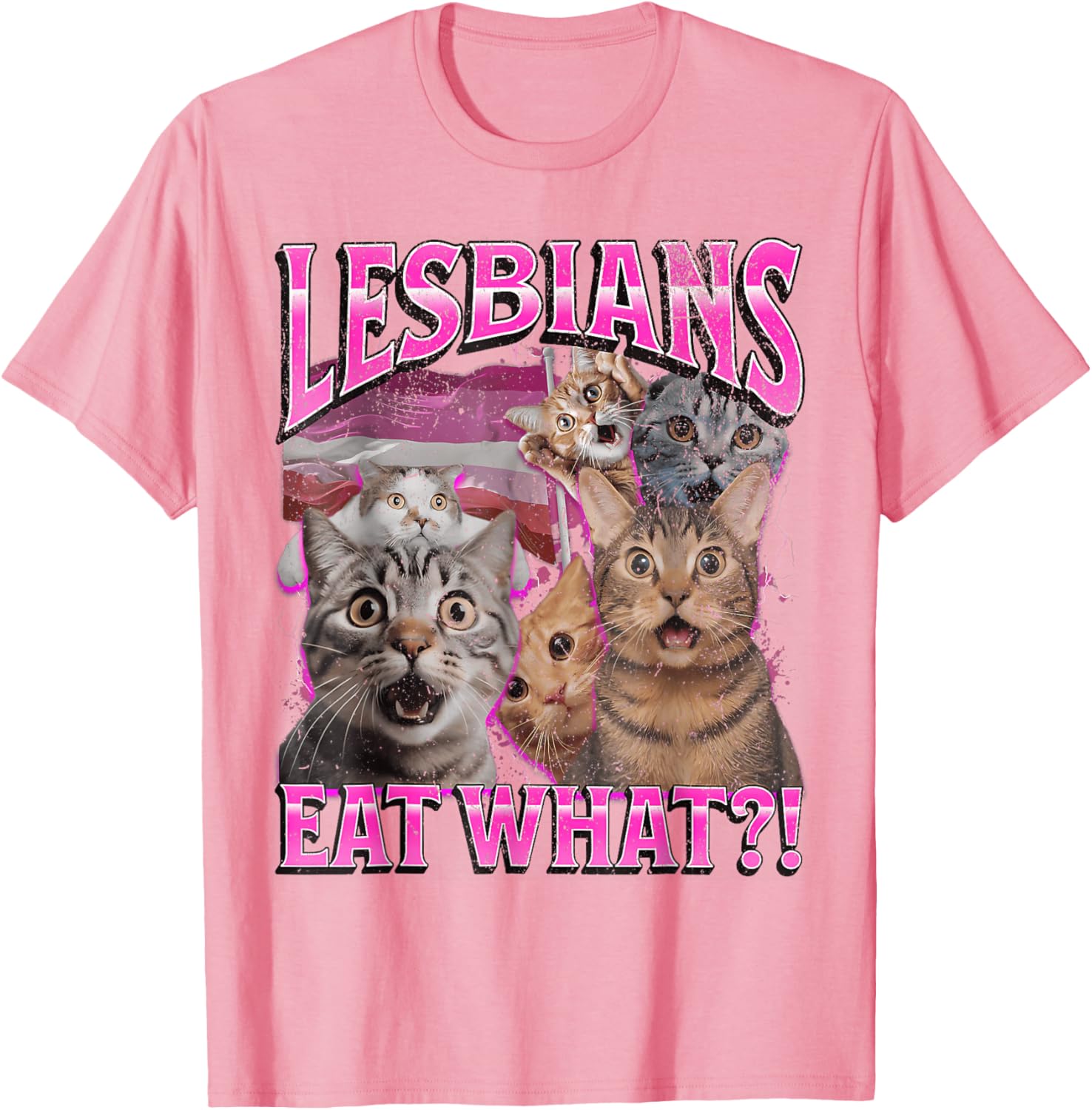 Funny Cat LGBTQ Pride T-Shirt with Lesbians Eat What Pun - Great Gift! - 16
