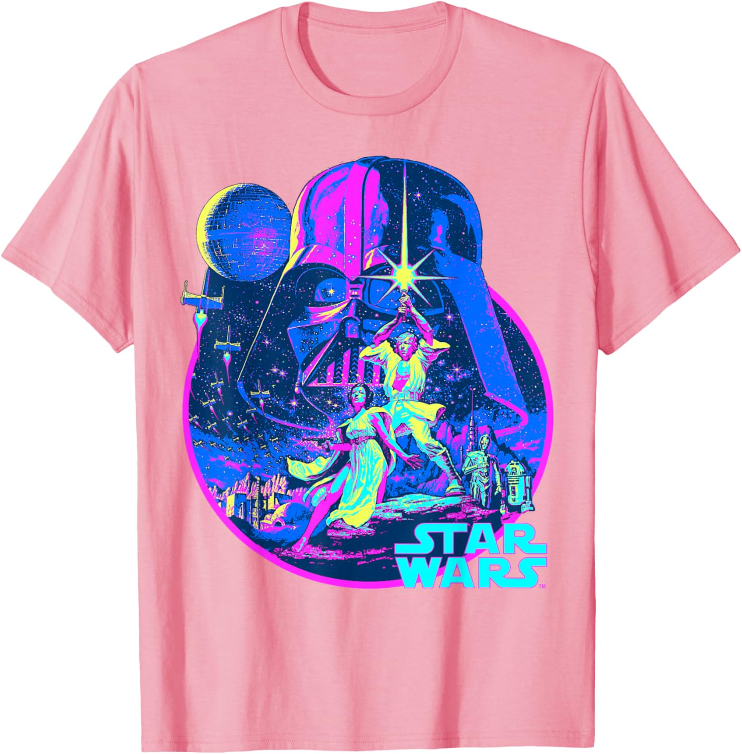 Star Wars Neon Poster T-Shirt for Fans of Disney Classic Adventure - 8