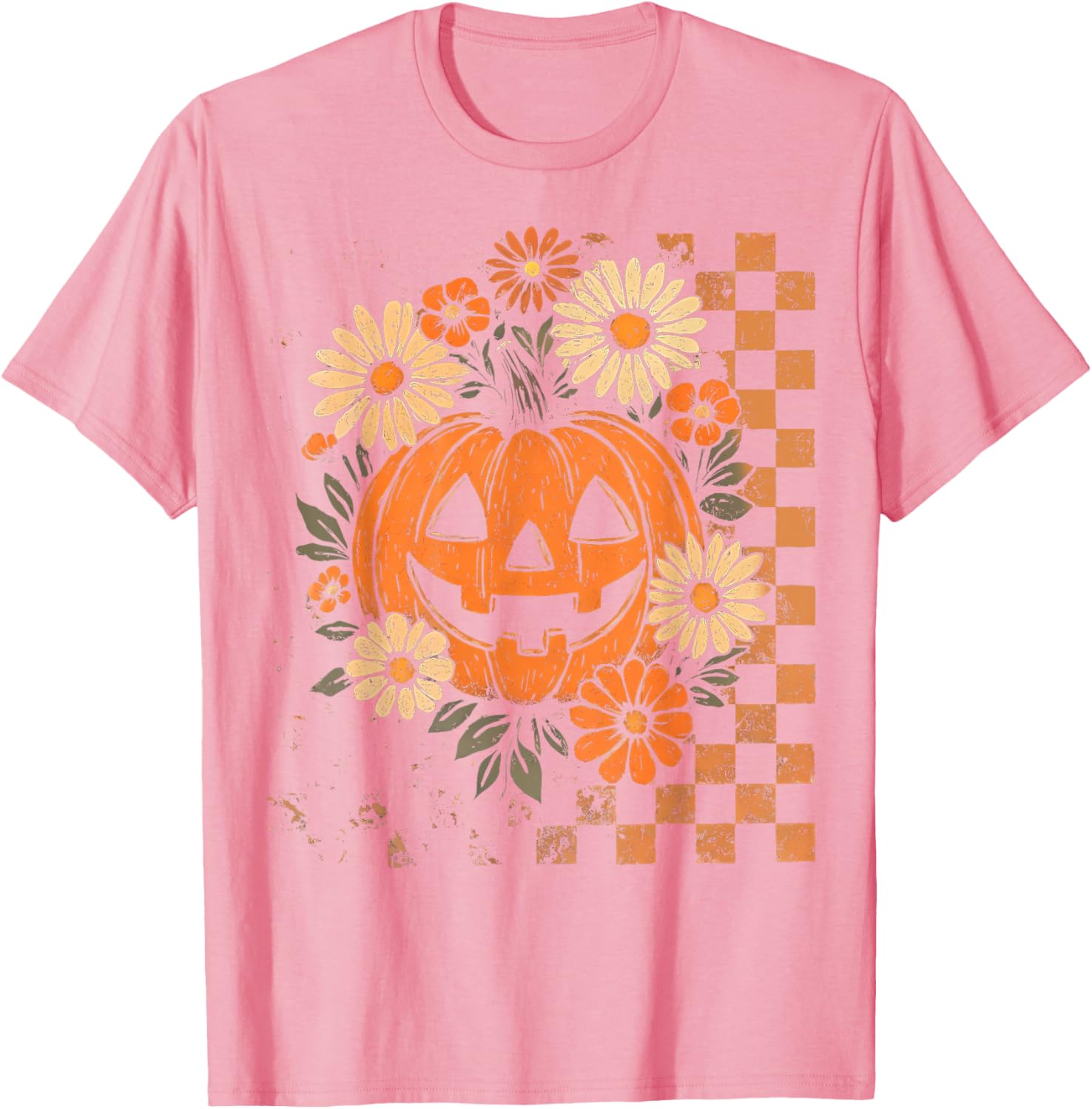 Vintage Floral Boho Pumpkin Halloween T-Shirt for Fall Fun - 16