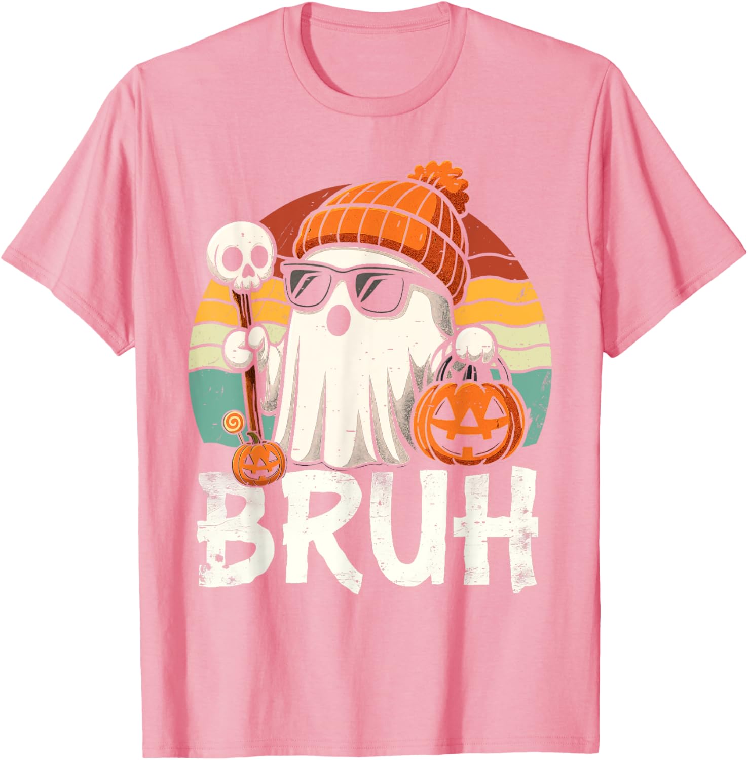 Cute Bruh Ghost Trick or Treat Kids T-Shirt for Halloween Fun - 22