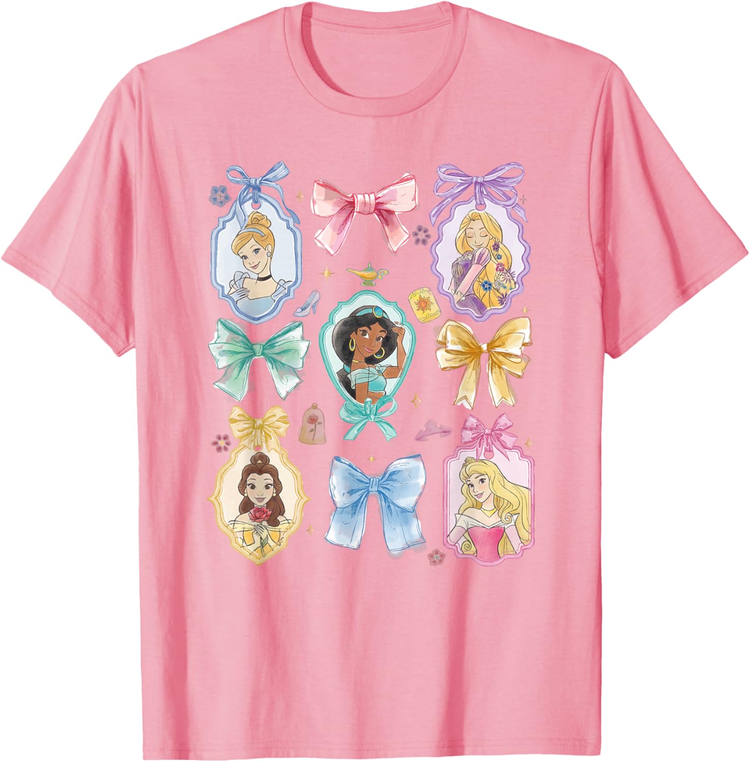 Disney Princess Watercolor Portraits Collage T-Shirt for Kids and Adults - 2