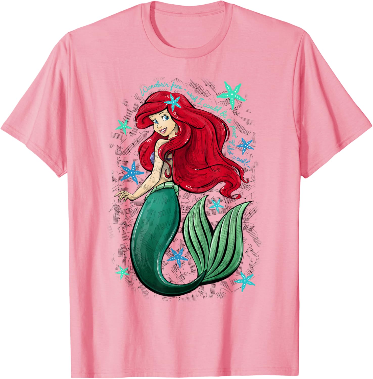 Disney Little Mermaid Ariel Music Notes T-Shirt for Fans of Disney Magic - 4