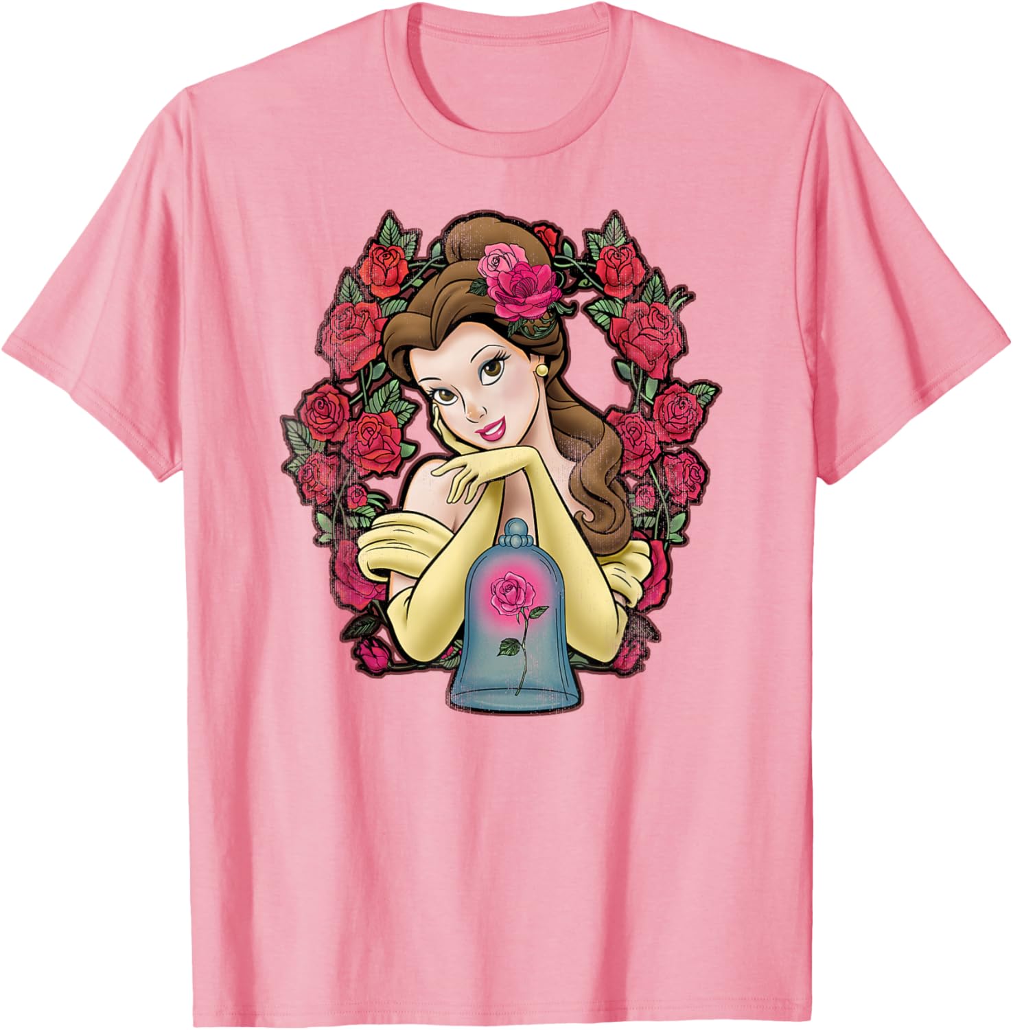 Disney Beauty and the Beast Belle Roses Graphic T-shirt for Fans - 1