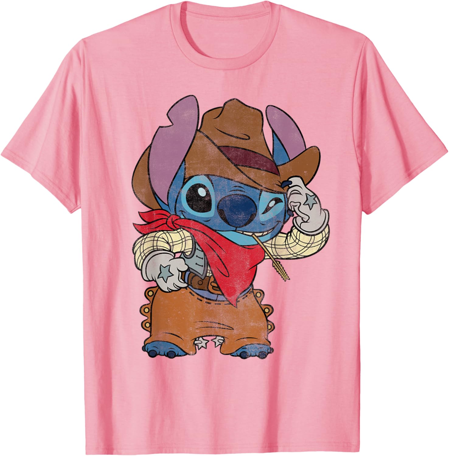 Disney Stitch Cowboy Costume T-Shirt Vintage Western Style Apparel - 28