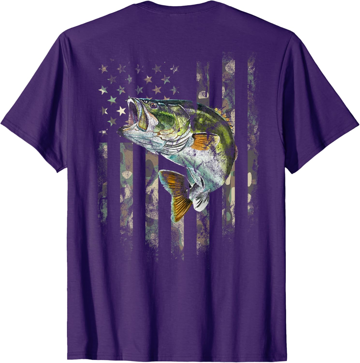 American Flag Camo Bass Fishing T-Shirt for Outdoor Enthusiasts - 29