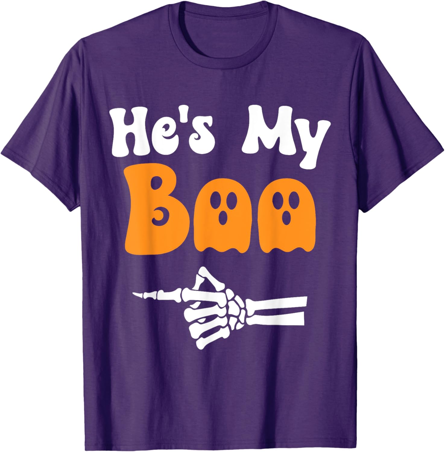 Matching Halloween Pajama Couples T-Shirt He's My Boo Fun Sleepwear - 3
