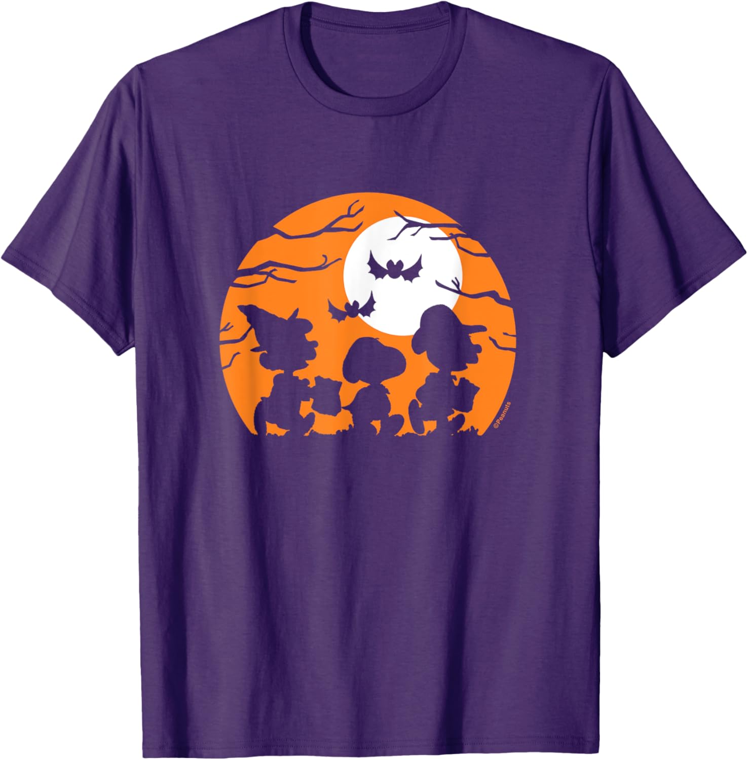 Peanuts Halloween Trick or Treat Silhouettes T-Shirt for Fun Celebrations - 1