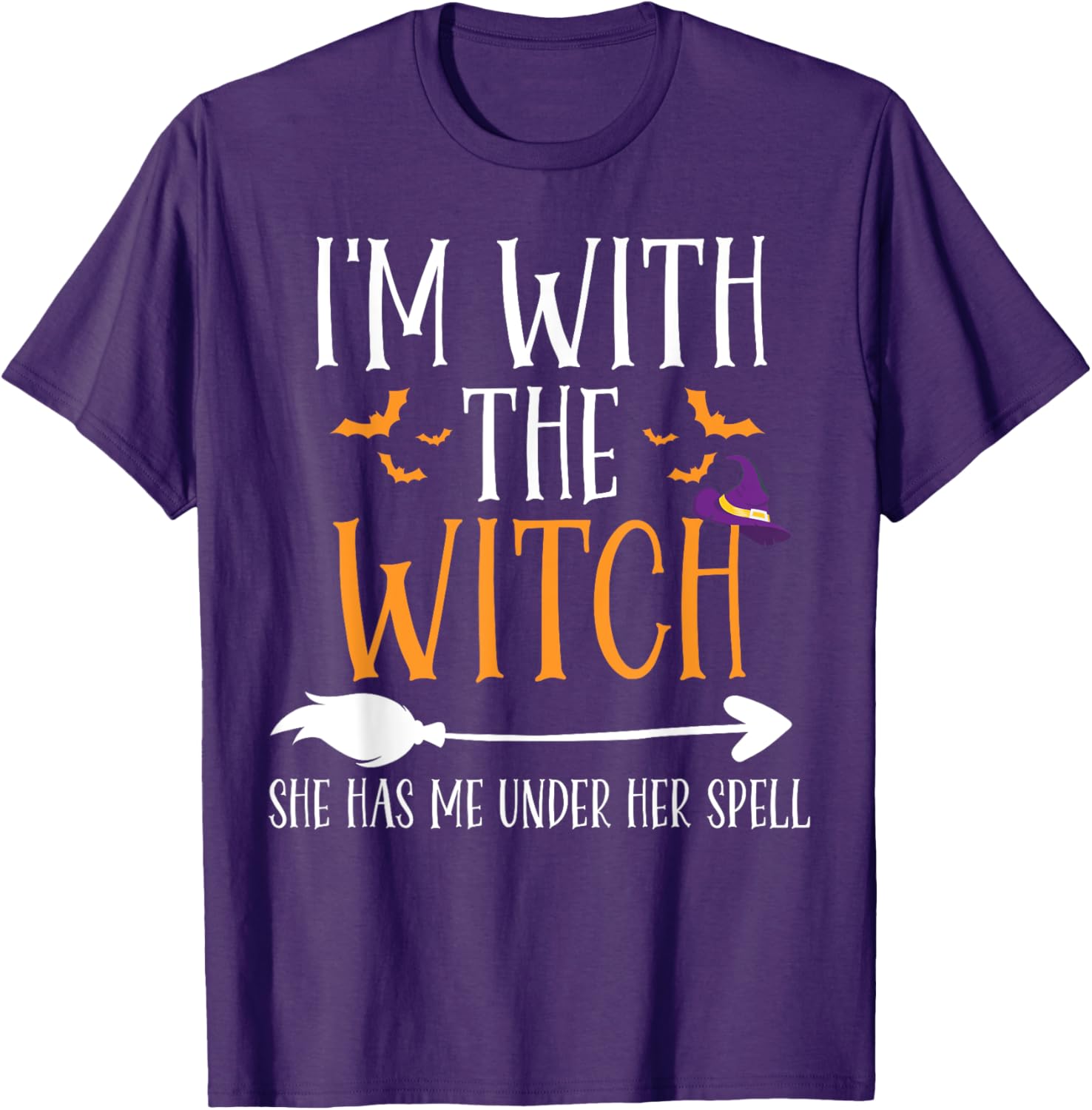 Funny I'm With The Witch Halloween Couples Costume T-Shirt for Fun Lovers - 1