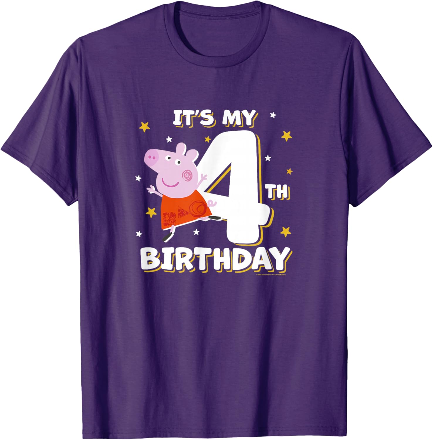 Peppa Pig 4th Birthday Holiday Stars Celebration T-Shirt for Kids - 10