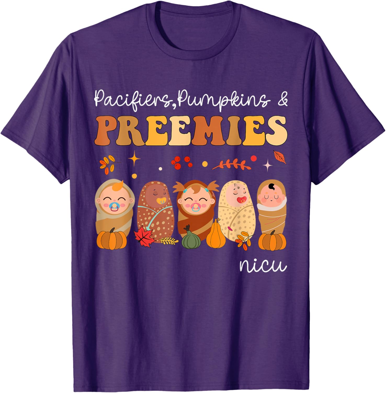 Cute Pumpkin Design NICU Nurse Halloween T-Shirt for Preemies and Caregivers - 10