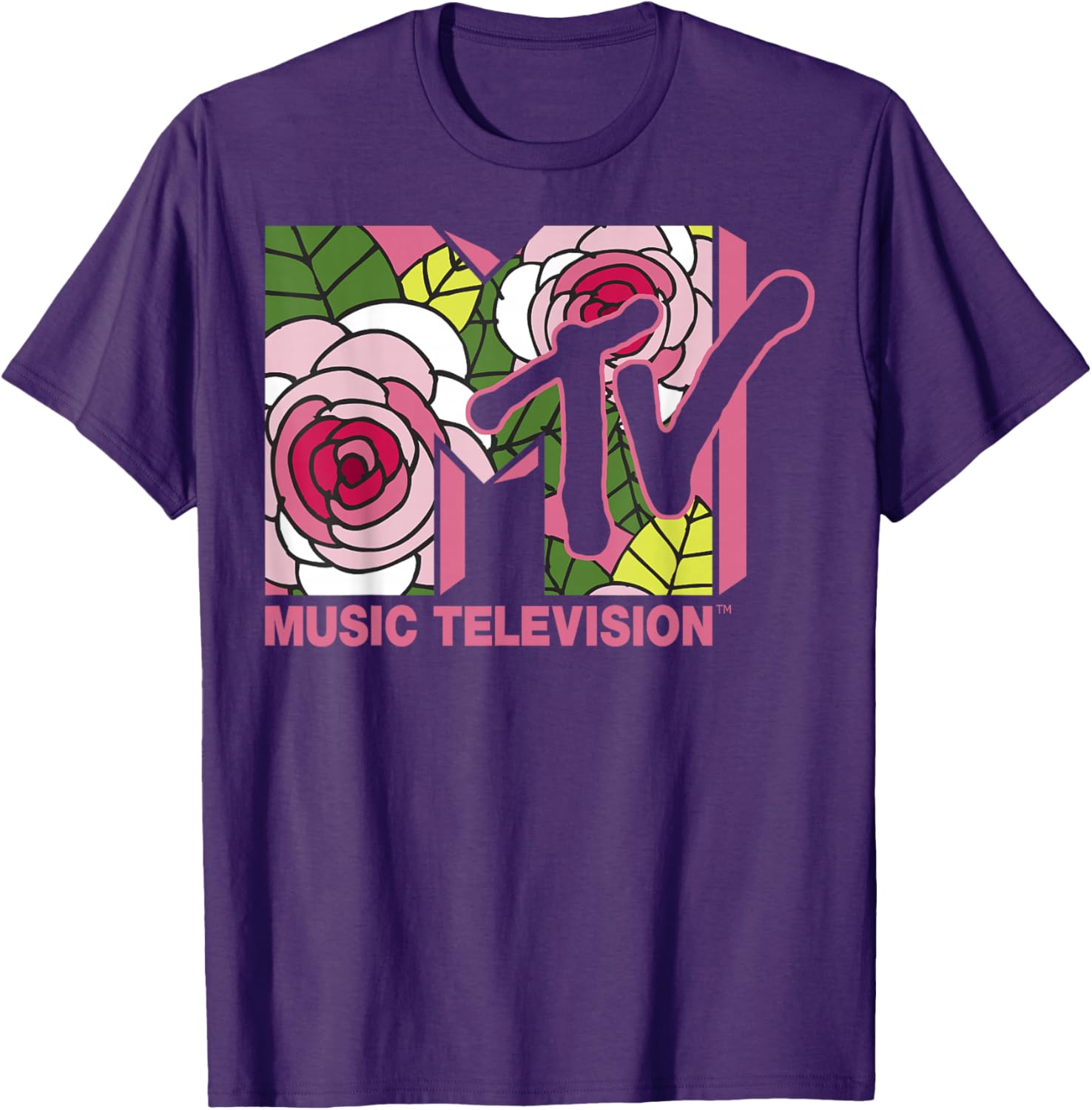 MTV Floral Roses Music Television Logo T-Shirt for Trendy Style - 3