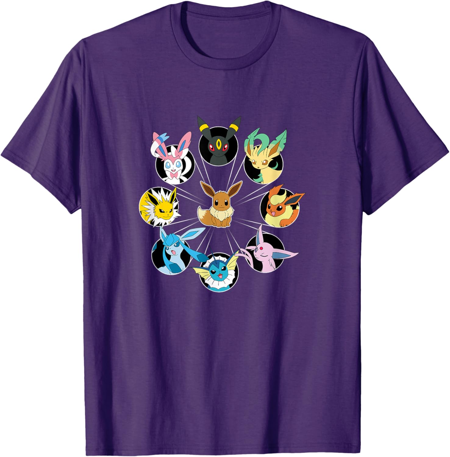Eevee Evolution Circle T-Shirt for Pokémon Fans - Stylish Casual Wear - 13