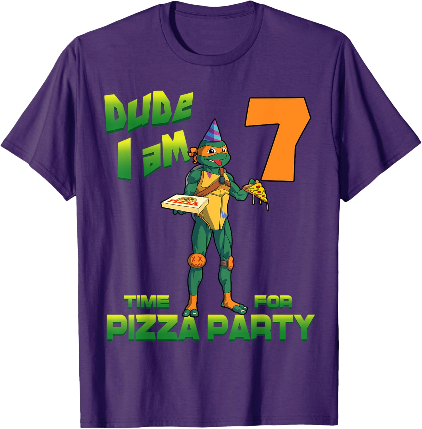 Mademark TMNT Michelangelo Pizza Party T-Shirt for 7 Year Olds - 8