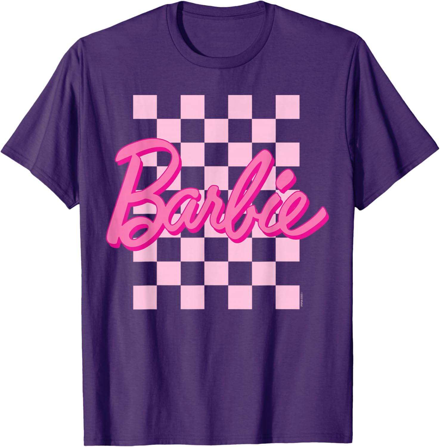 Barbie Logo Checkered Short Sleeve T-Shirt for Women Small Size - 2