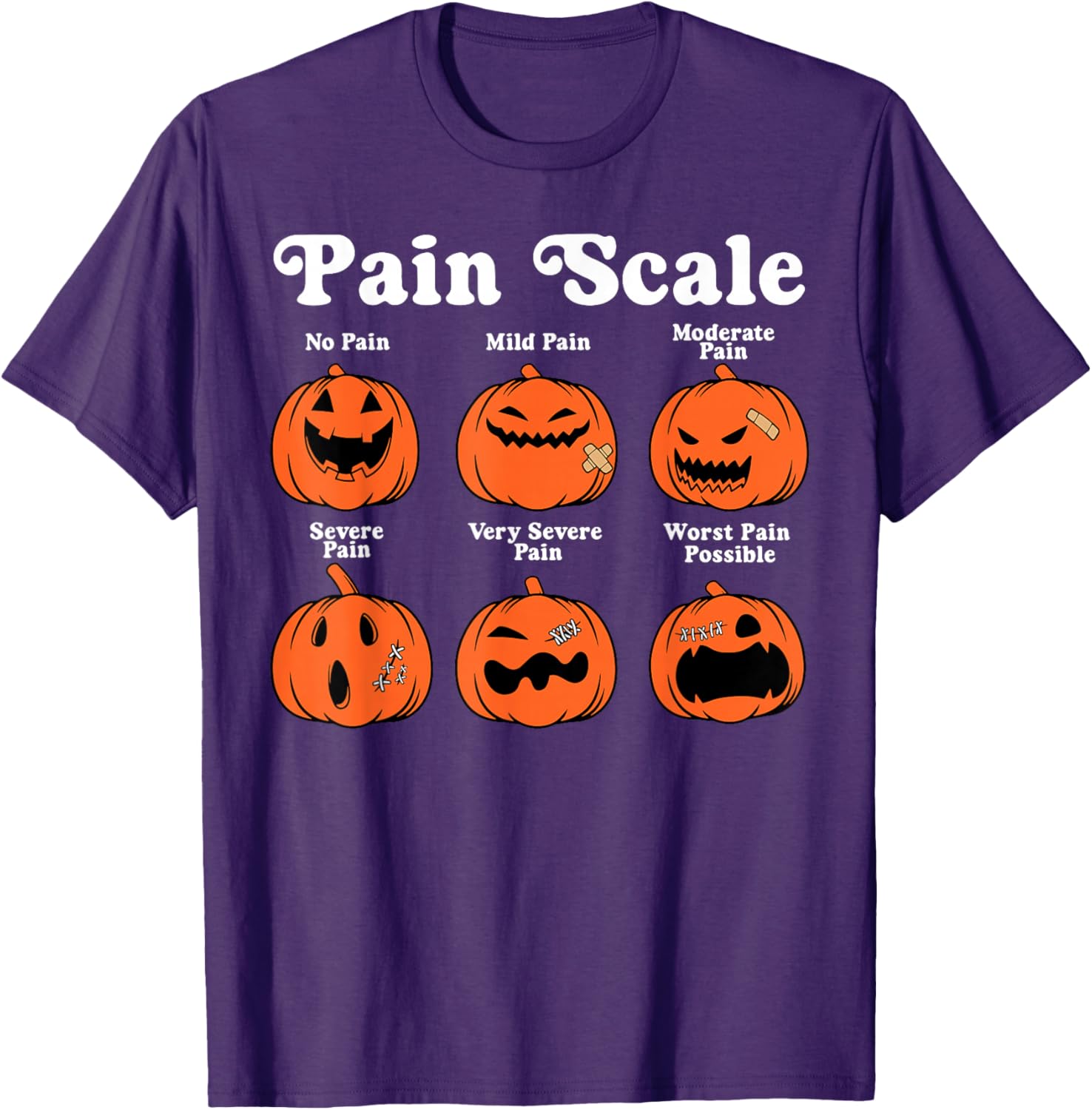 Spooky Pumpkin Pain Scale Nurse Triage Halloween T-Shirt for Fall Fun - 6